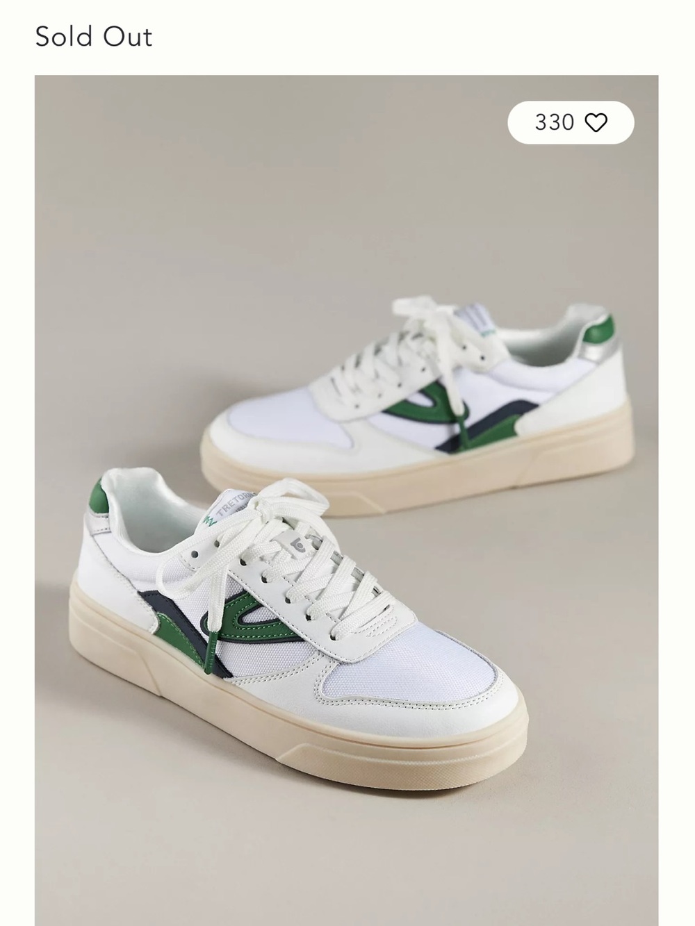 TRETORN White and Green Low-Top Sneakers - Picture 2 of 8